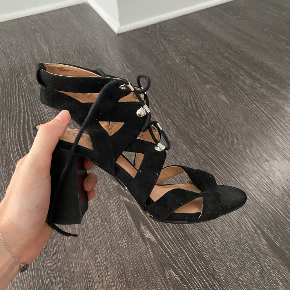 XOXO Black Strappy Heels